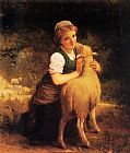 Young Girl with Lamb by Emile Munier